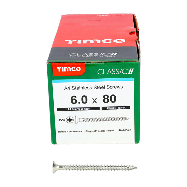 TIMCO Classic Multi-Purpose Countersunk A4 Stainless Steel Woodcrews