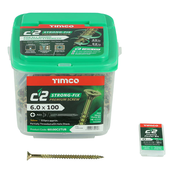 TIMCO C2 Strong-Fix Multi-Purpose Premium Countersunk Gold Woodscrews