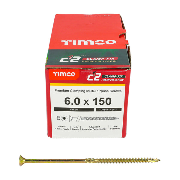 TIMCO C2 Clamp-Fix Multi-Purpose Premium Countersunk Gold Woodscrews