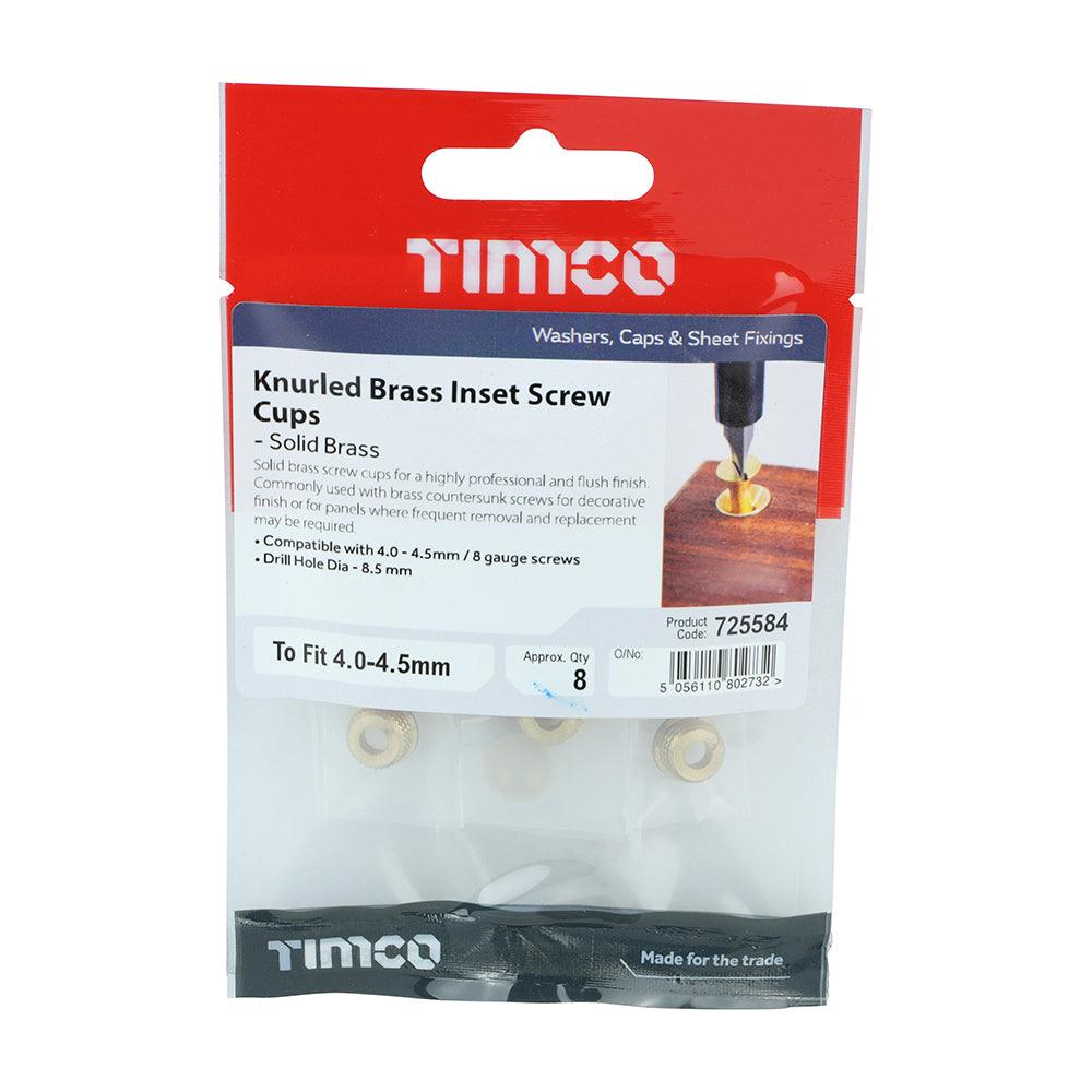 TIMCO Knurled Brass Inset Screw Cup