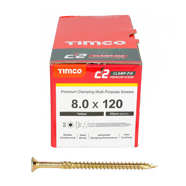 TIMCO C2 Clamp-Fix Multi-Purpose Premium Countersunk Gold Woodscrews