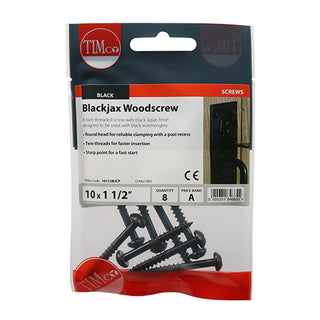 TIMCO Twin-Threaded Round Head Black Woodscrews