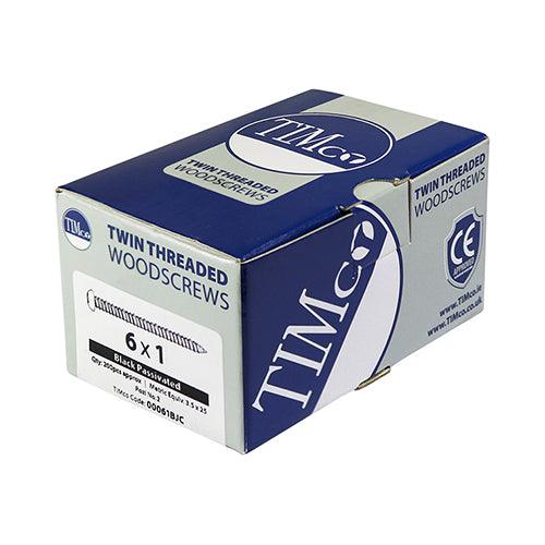 TIMCO Twin-Threaded Round Head Black Woodscrews