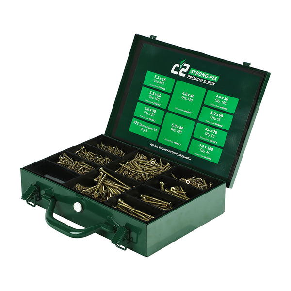 TIMCO C2 Strong-Fix Multi-Purpose Premium Countersunk Gold Woodscrews Assorted Case