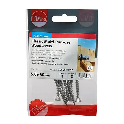 TIMCO Classic Multi-Purpose Countersunk A2 Stainless Steel Woodcrews