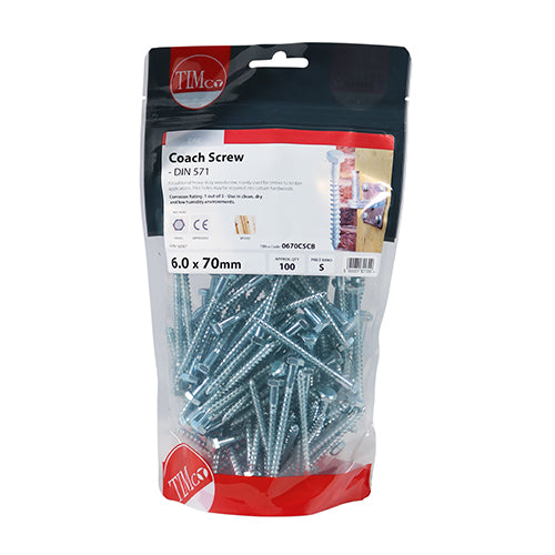 TIMCO Coach Screws Hex Head Silver