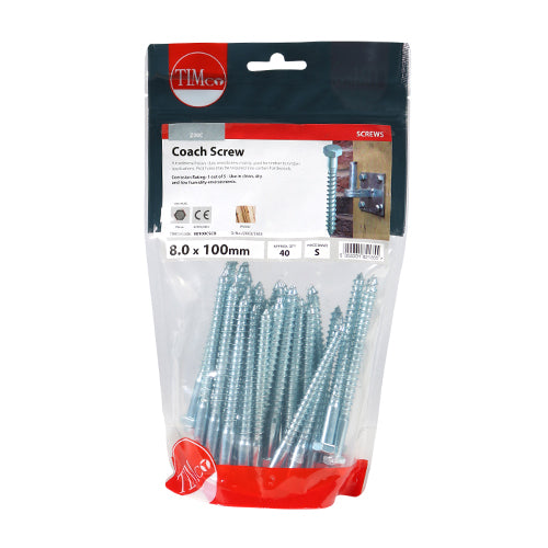 TIMCO Coach Screws Hex Head Silver