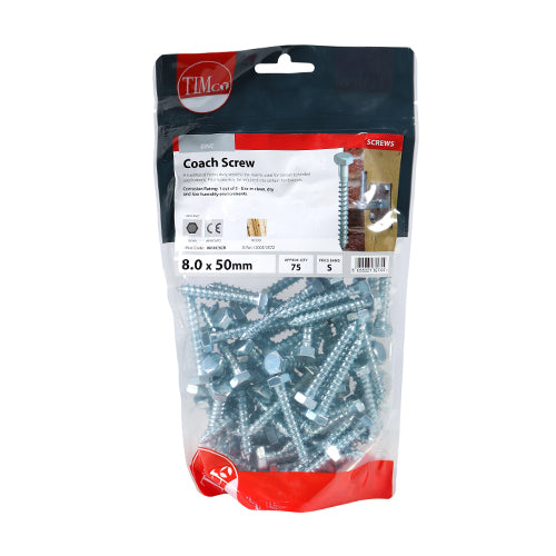 TIMCO Coach Screws Hex Head Silver