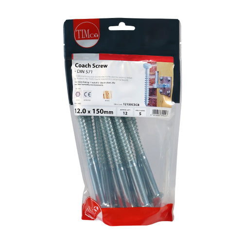 TIMCO Coach Screws Hex Head Silver