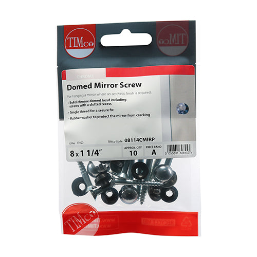 TIMCO Mirror Screws Dome Head Chrome