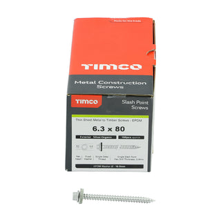 TIMCO Slash Point Sheet Metal to Timber Screws Exterior Silver with EPDM Washer