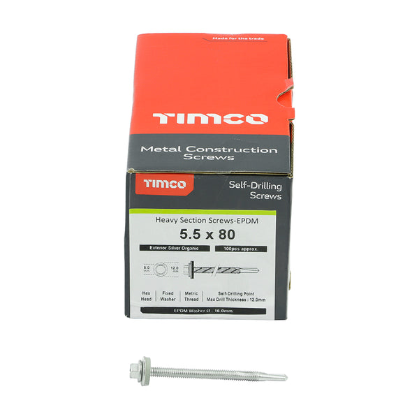 TIMCO Self-Drilling Heavy Section Screws Exterior Silver with EPDM Washer