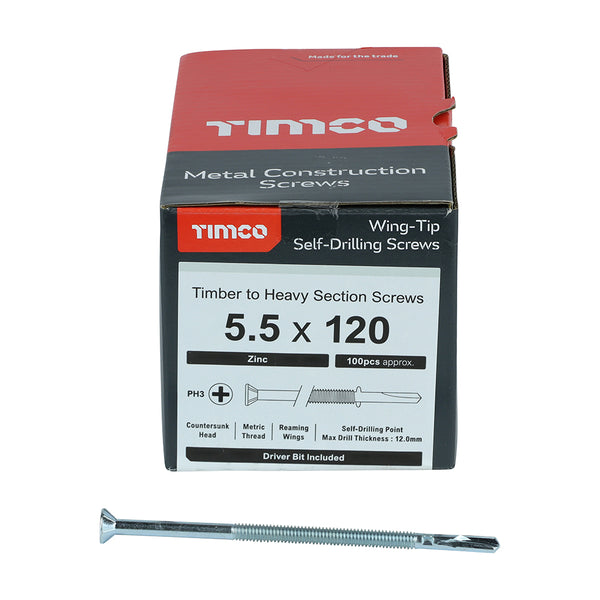 TIMCO Self-Drilling Wing-Tip Steel to Timber Heavy Section Silver Screws