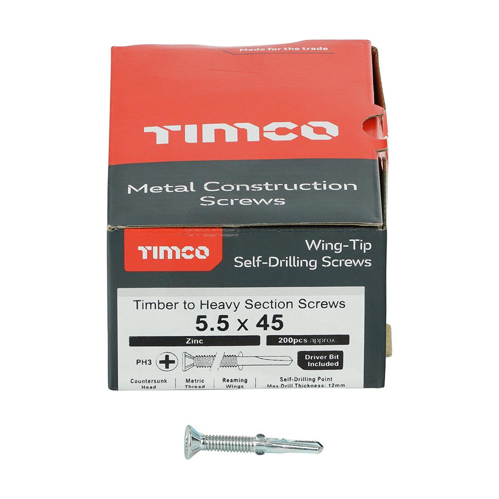 TIMCO Self-Drilling Wing-Tip Steel to Timber Heavy Section Silver Screws