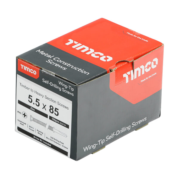 TIMCO Self-Drilling Wing-Tip Steel to Timber Heavy Section Silver Screws