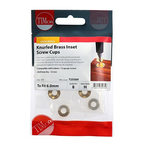 TIMCO Knurled Brass Inset Screw Cup - 0