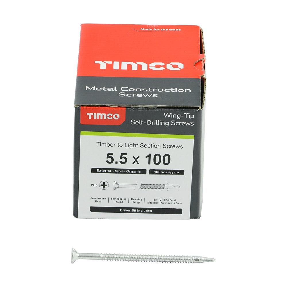 TIMCO Self-Drilling Wing-Tip Steel to Timber Light Section Exterior Silver Screws