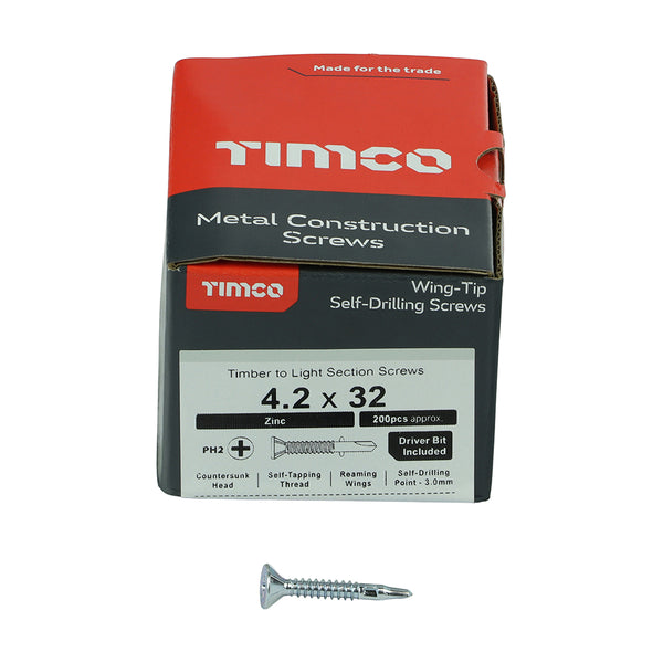 TIMCO Self-Drilling Wing-Tip Steel to Timber Light Section Silver Screws