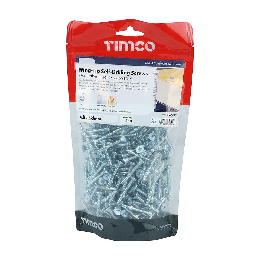 TIMCO Self-Drilling Wing-Tip Steel to Timber Light Section Silver Screws