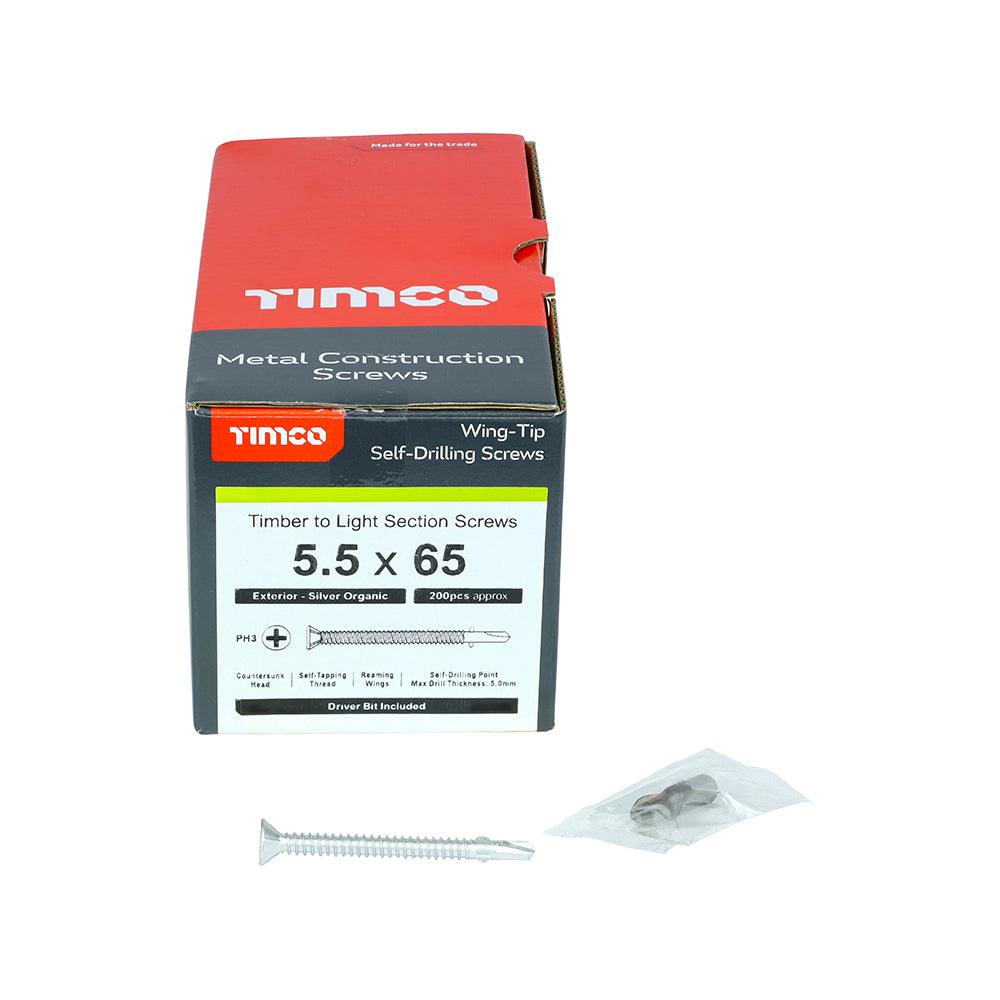 TIMCO Self-Drilling Wing-Tip Steel to Timber Light Section Exterior Silver Screws