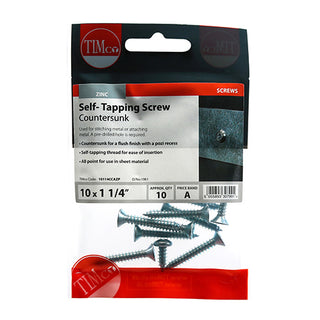 TIMCO Self-Tapping Countersunk Silver Screws