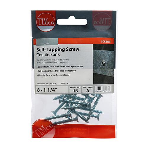 TIMCO Self-Tapping Countersunk Silver Screws - 0