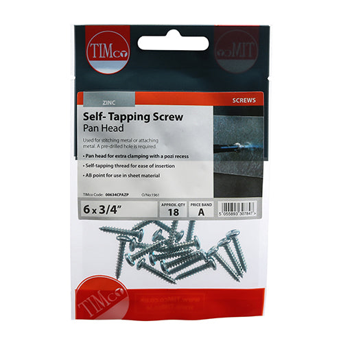 TIMCO Self-Tapping Pan Head Silver Screws