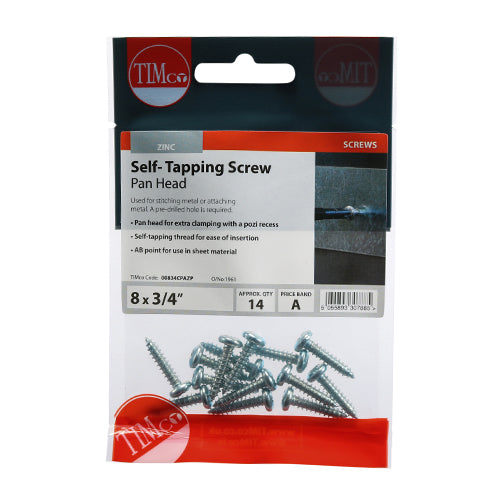 TIMCO Self-Tapping Pan Head Silver Screws