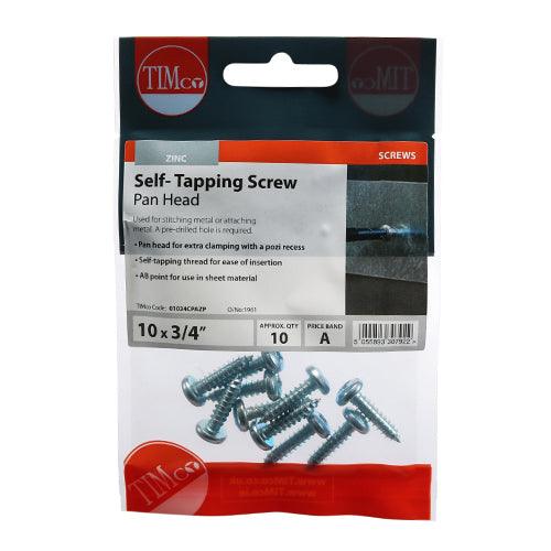 TIMCO Self-Tapping Pan Head Silver Screws - 0