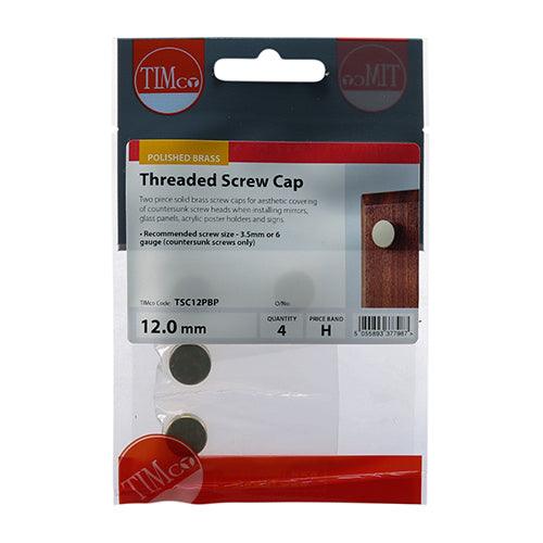 TIMCO Threaded Screw Caps Solid Brass Polished Brass