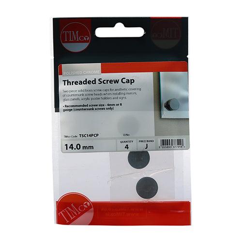 TIMCO Threaded Screw Caps Solid Brass Polished Chrome