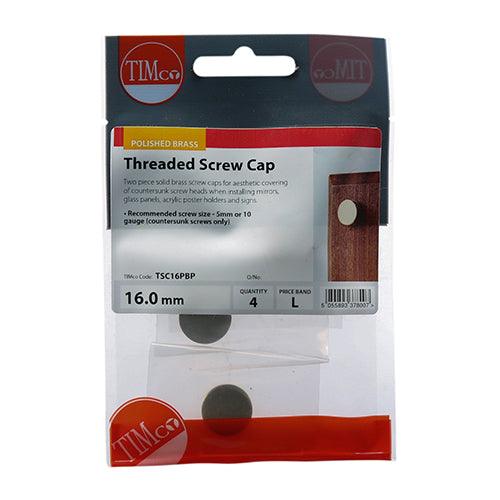 TIMCO Threaded Screw Caps Solid Brass Polished Brass - 0