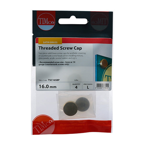 TIMCO Threaded Screw Caps Solid Brass Satin Brass