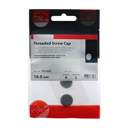 TIMCO Threaded Screw Caps Solid Brass Satin Chrome - 0