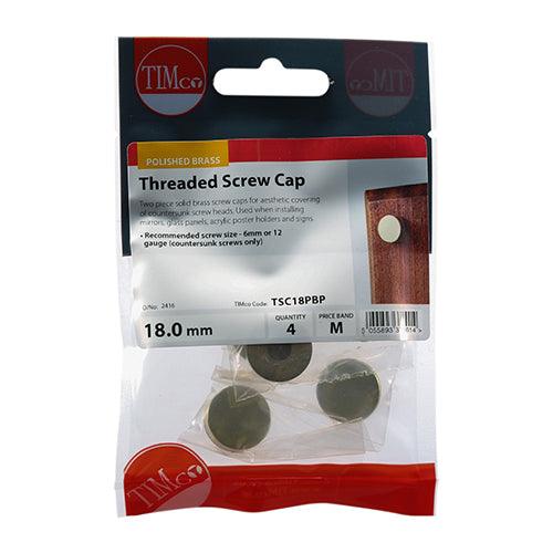 TIMCO Threaded Screw Caps Solid Brass Polished Brass