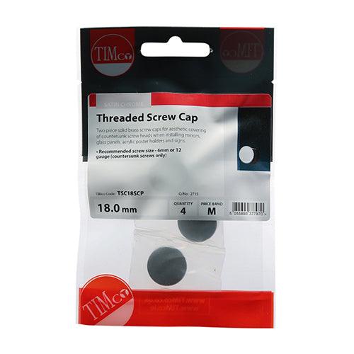 TIMCO Threaded Screw Caps Solid Brass Satin Chrome