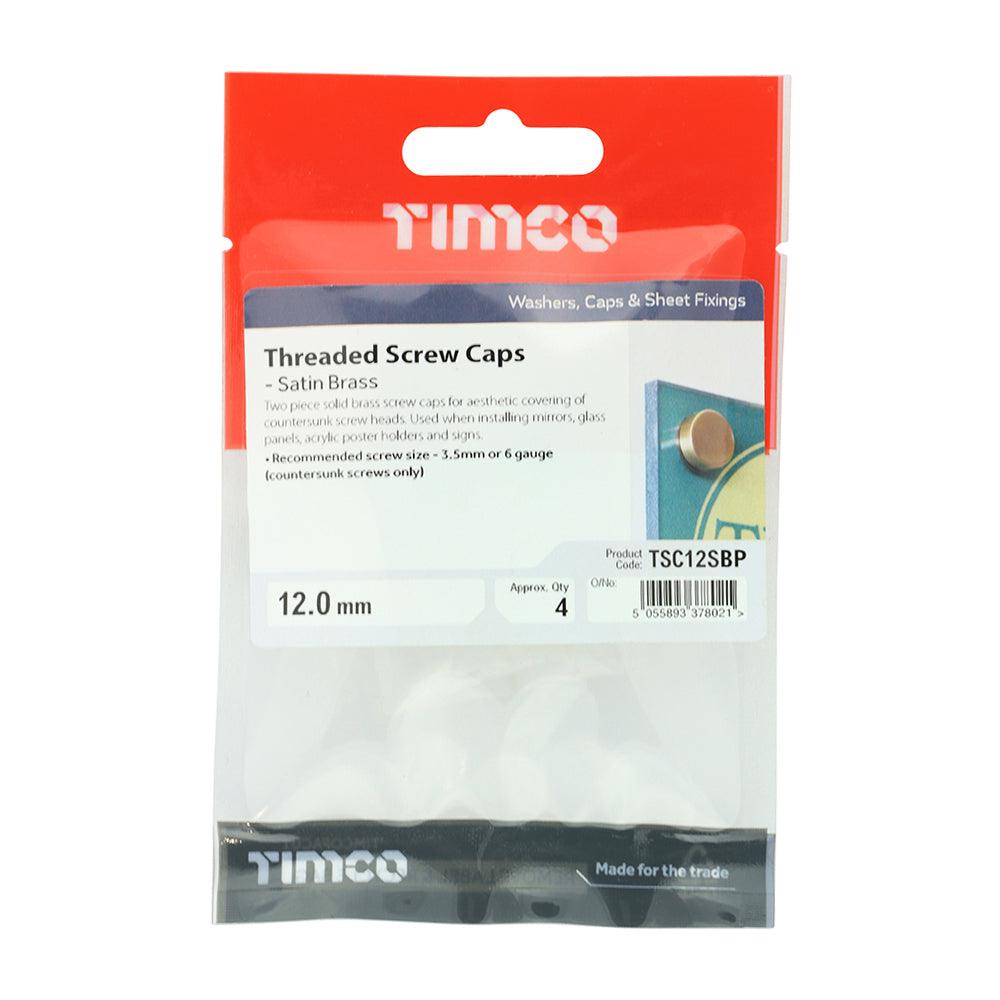 TIMCO Threaded Screw Caps Solid Brass Satin Brass