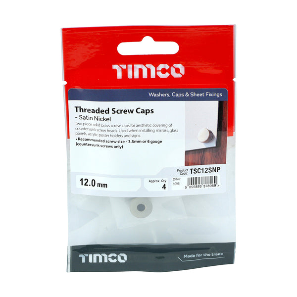 TIMCO Threaded Screw Caps Solid Brass Satin Nickel