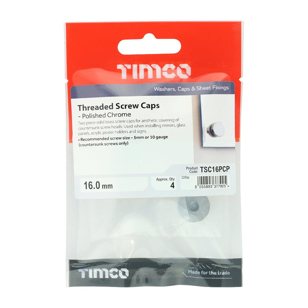 TIMCO Threaded Screw Caps Solid Brass Polished Chrome - 0