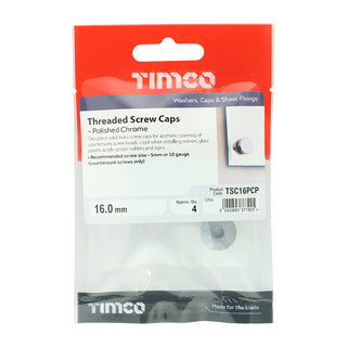 TIMCO Threaded Screw Caps Solid Brass Polished Chrome