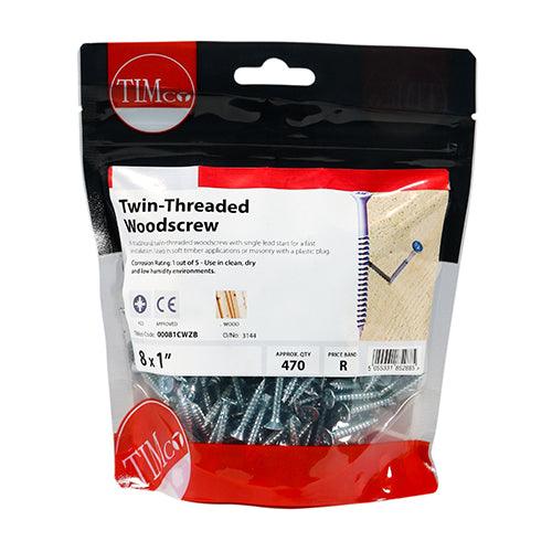 TIMCO Twin-Threaded Countersunk Silver Woodscrews