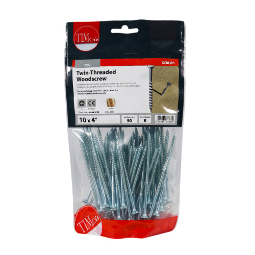 TIMCO Twin-Threaded Countersunk Silver Woodscrews