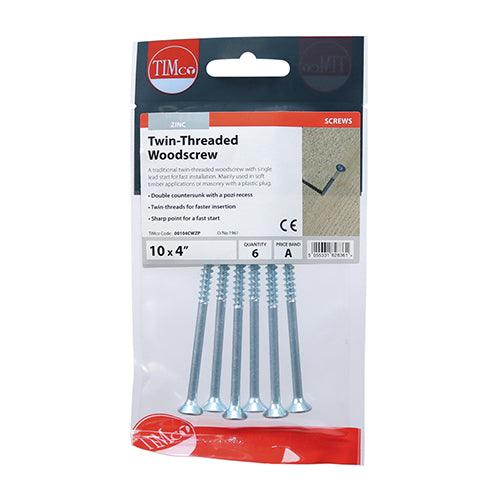 TIMCO Twin-Threaded Countersunk Silver Woodscrews