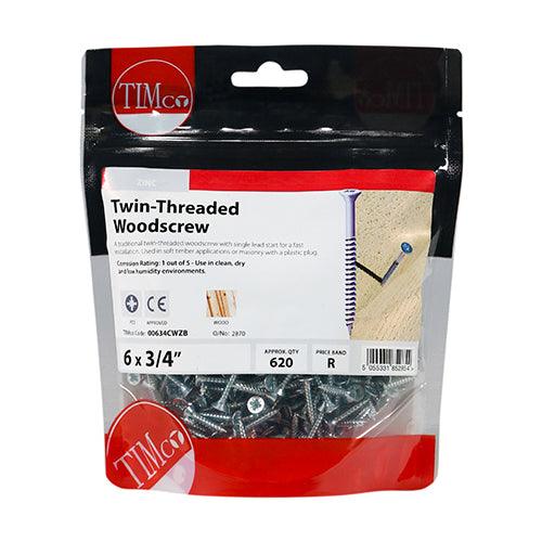 TIMCO Twin-Threaded Countersunk Silver Woodscrews