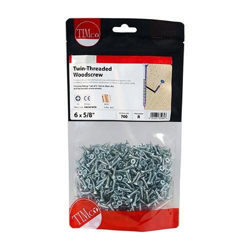 TIMCO Twin-Threaded Countersunk Silver Woodscrews