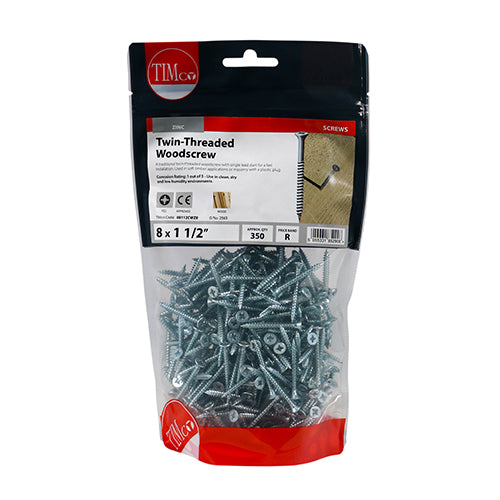 TIMCO Twin-Threaded Countersunk Silver Woodscrews