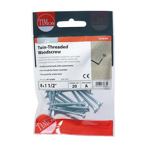 TIMCO Twin-Threaded Countersunk Silver Woodscrews