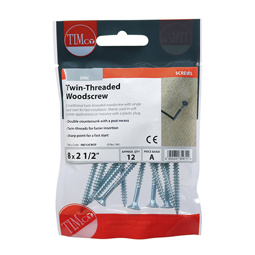 TIMCO Twin-Threaded Countersunk Silver Woodscrews