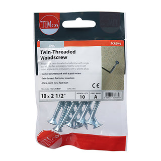 TIMCO Twin-Threaded Countersunk Silver Woodscrews