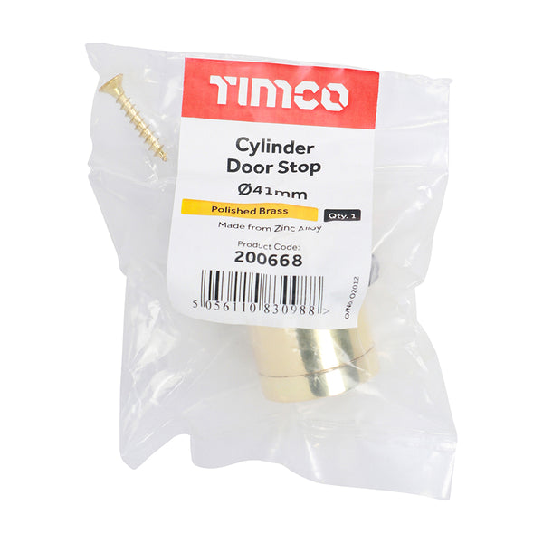 Cylinder Door Stop Pol. Brass